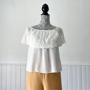 Suzy Shier Ivory Boho Off Shoulder Lace Top Size XS